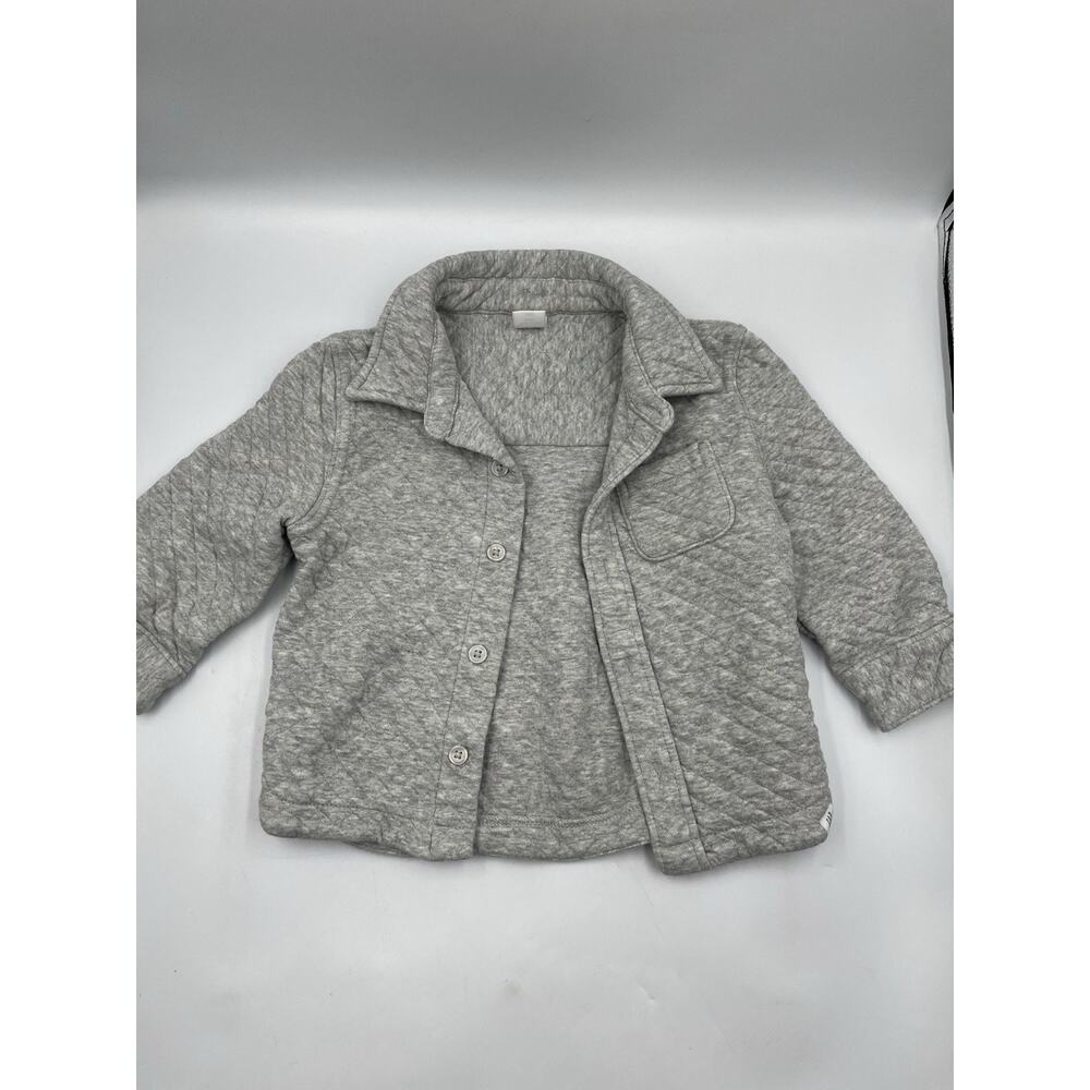 Gap Toddler Unisex Gray Button Up Quilted Long Sleeve Sweater Size 18 -24 Months